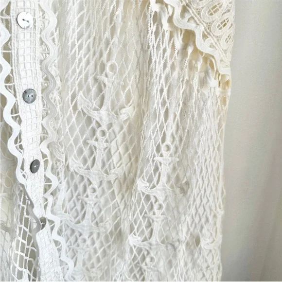 NWT FARM Rio Off White Nautical Guipere Crochet Midi Dress - Picture 10 of 13